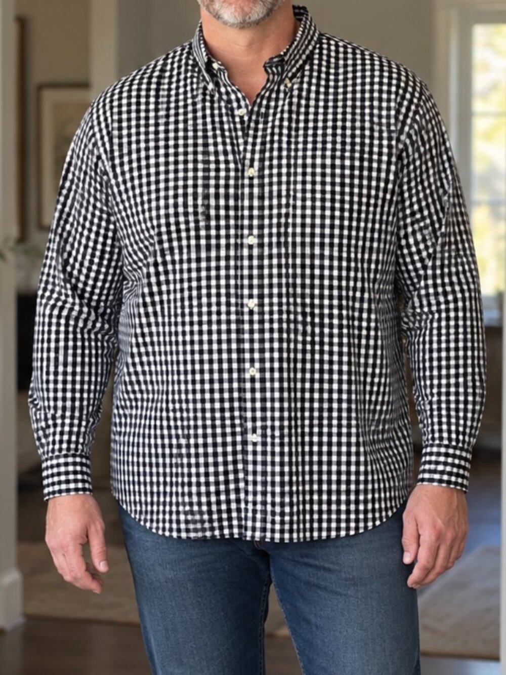 Arrow Men's 3XLT Black White Gingham Button Down Shirt